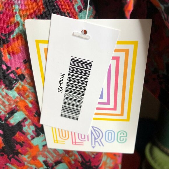 LuLaRoe RETIRED Irma Women's XS Multicolored Abstract Mid-Length Sleeves NWT - Picture 5 of 10